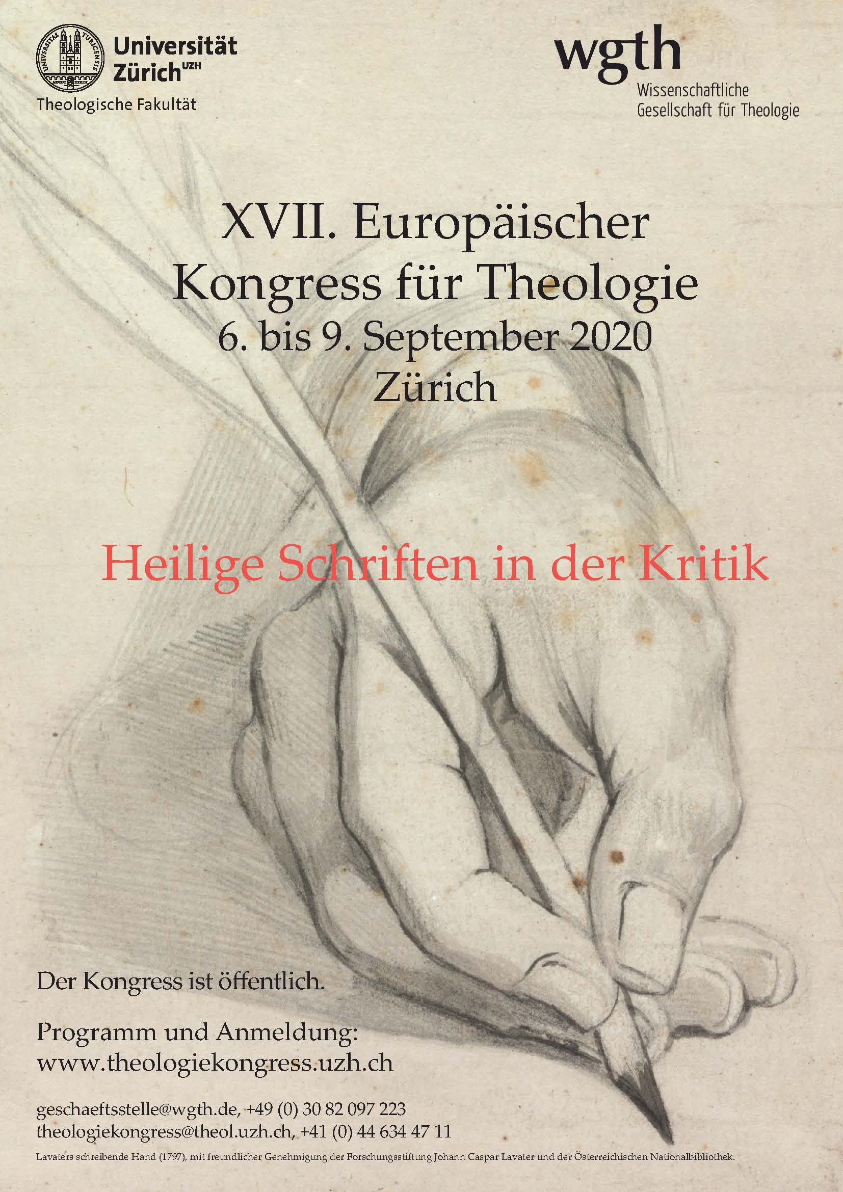 Plakat des Kongresses der WGTh 2020 in Zürich Plakat des Kongresses der WGTh 2020 in Zürich