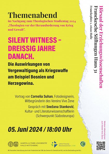 Plakat zum Themenabend "Silent Witness - Dreissig Jahre danach"